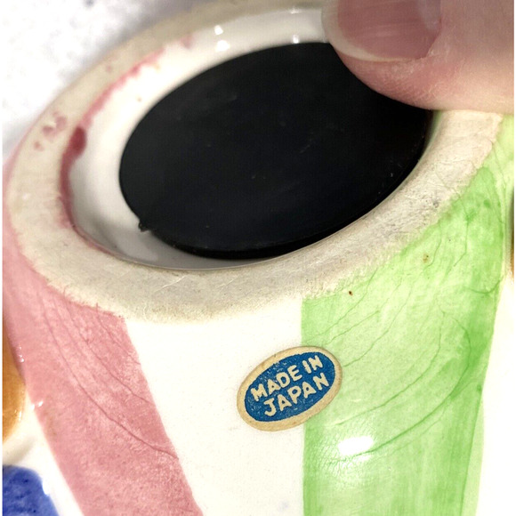 Vintage Collectible Piggy Bank Ceramic Clown on Circus Ball Colorful Whimsical - Picture 10 of 11